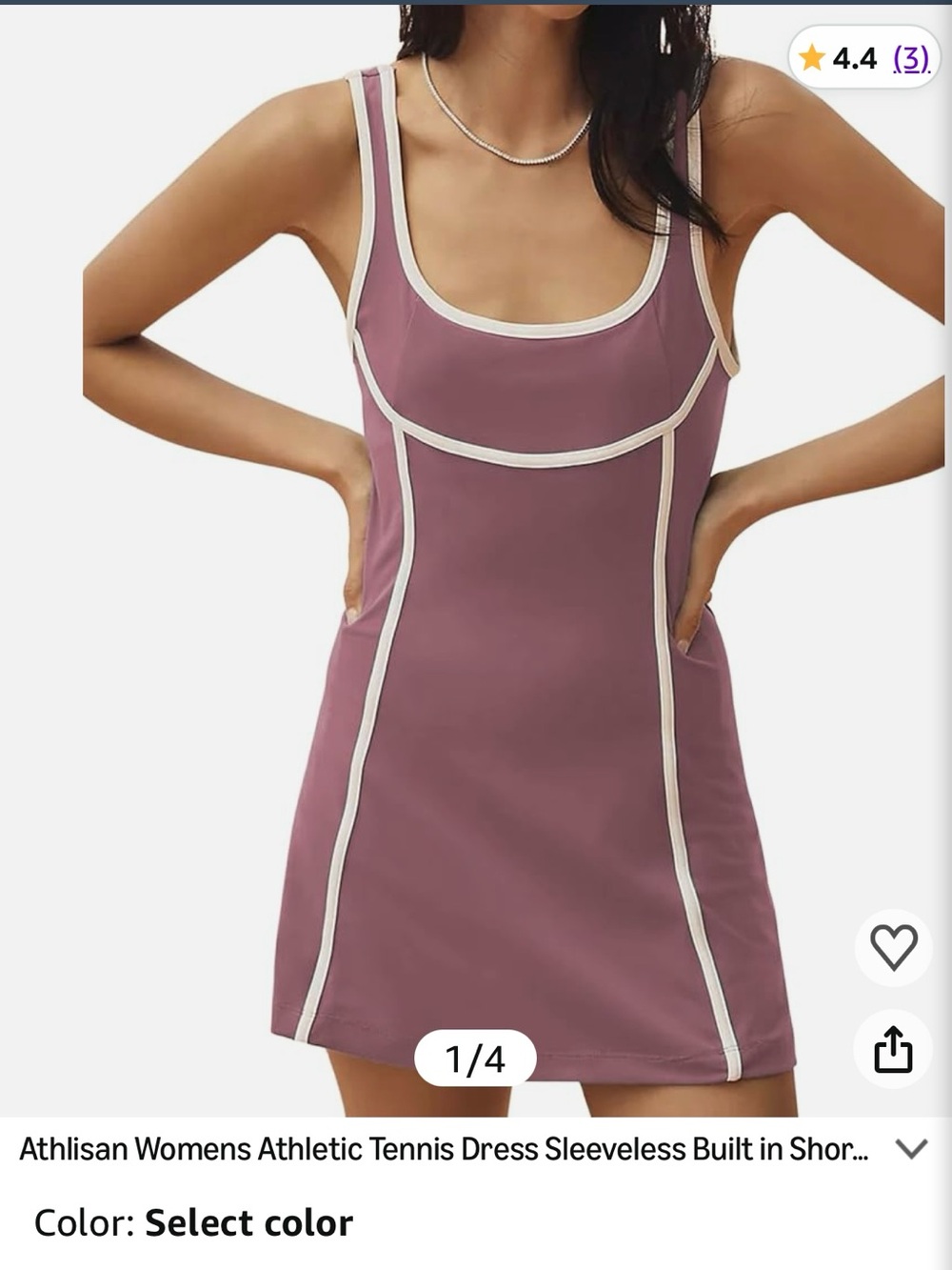 Mauve Tennis Dress Size L with Shorts NWT